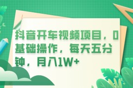 抖音开车视频项目，0基础操作，每天五分钟，月入1W+  