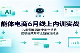 智能体电商6月线上内训实战课：AI智能体落地电商全链路，店铺提效降本全新运营打法