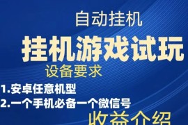 游戏试玩挂机，实测单机50+，无脑挂机，多手机多微信收益可放大，长久可做。