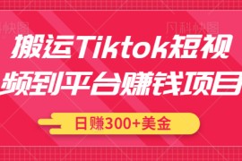 搬运Tiktok短视频到平台赚钱项目，新手可操作，日赚300美金