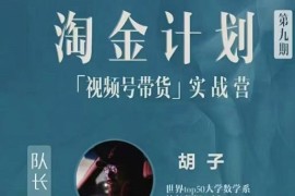 淘金计划第九期之视频号带货实战营，带你玩转视频号