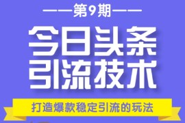 今日头条引流技术第9期，打造爆款稳定引流 百万阅读玩法，收入每月轻松过