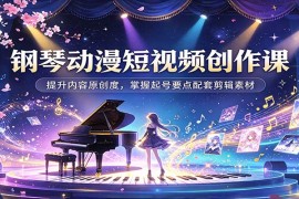 钢琴动漫短视频创作全攻略：原创提升+起号技巧+配套剪辑素材