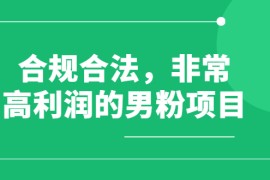 男粉项目第一期，合法合规，非常高利润的项目（价值398元）