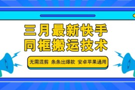 三月最新快手同框搬运技术，无需混剪 条条出爆款 安卓苹果通用