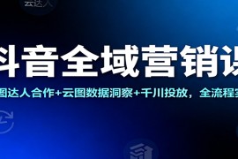 抖音全域营销课：星图达人合作+云图数据洞察+千川投放，全流程实操