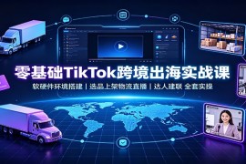 零基础TikTok跨境出海实战课：软硬件环境搭建，选品上架物流直播，达人建联全套实操