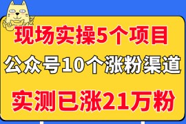 现场实操5个公众号项目，10个涨粉渠道，实测已涨21万粉！（无水印）