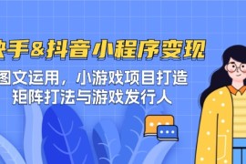 快手抖音-小程序变现 图文运用/小游戏项目打造/矩阵打法与游戏发行人