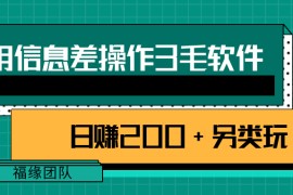 利用信息差操作3毛软件，日赚200+另类玩拆解【视频教程】