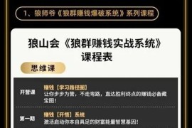 2021狼山会狼群赚钱实战系统：让你步步为营，直达胜利终点的赚钱必备