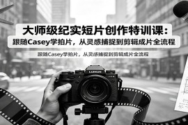 大师级纪实短片创作特训课：跟随Casey学拍片，从灵感捕捉到剪辑成片全流程