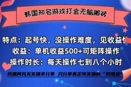 全网首发海外知名游戏打金无脑搬砖单机收益500+  即做！即赚！当天见收益！