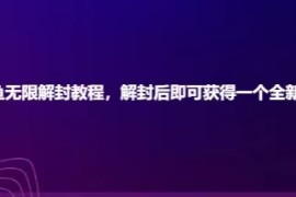 闲鱼无限解封教程，解封后即可获得一个全新闲鱼号，一单80到180 