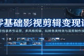 零基础影视剪辑变现全攻略：账号包装运营+多风格剪辑+特效混剪实战