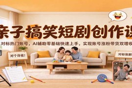 亲子搞笑短剧创作入门课：AI辅助对标热门账号 零基础快速掌握涨粉带货方法