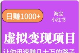 淘宝OR小红书虚拟变现，日赚1000+，多账号操作年收入几十W不等