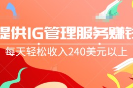 利用信息差赚钱，提供IG管理服务赚钱，每天轻松收入240美元以上