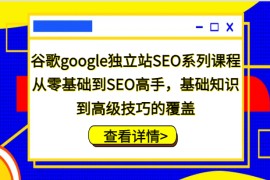 谷歌google独立站SEO系列课程，从零基础到SEO高手，基础知识到高级技巧的覆盖