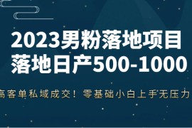 男粉落地项目落地日产500-1000，高客单私域成交！零基础小白上手无压力