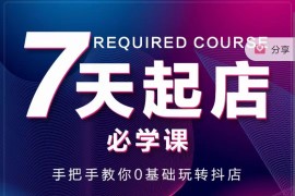 7天起店必学课 手把手教你0基础玩转抖店（价值398元）