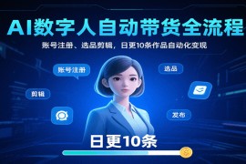 AI数字人自动带货全流程：账号注册、选品剪辑，日更10条作品自动化变现