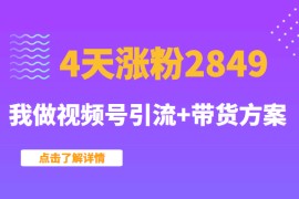 某公众号付费文章：4天涨粉2849，我做视频号引流+带货方案