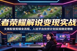 王者荣耀解说变现实战课：文案配音剪辑全流程，入驻平台伙伴计划实现稳定增收