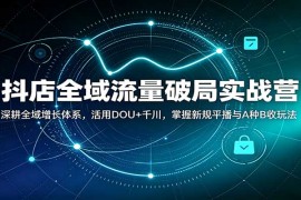 2026抖店全域流量增长实战课：搭建标准化盈利体系，掌握DOU+千川搭配与平播、A种B收玩法