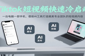 Tiktok短视频快速冷启动，一台电脑一部手机，借助AI工具打造媲美专业团队的短视频内容