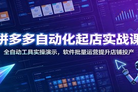 拼多多自动化起店实战课：全自动工具实操演示，软件批量运营提升店铺投产