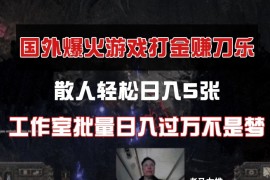 国外游戏打金，散人轻松日入5张，工作室批量日入过万不是梦