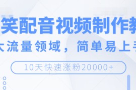 搞笑配音视频制作教程，大流量领域，简单易上手，快速涨粉20000+
