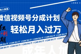 小白逆袭视频号分成计划红利期简创业让你轻松月入过万！