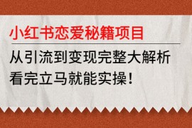 小红书恋爱秘籍项目，从引流到变现完整大解析，看完立马就能实操