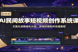 AI民间故事短视频创作系统课：文案生成精细化分段，剪辑封面制作实操教程