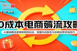 0成本电商薅流攻略：从基础薅流逻辑到矩阵玩法，掌握抖店裂变与后期运营变现技巧
