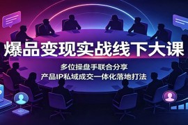 爆品变现实战线下大课：多位操盘手联合分享，产品IP私域成交一体化落地打法