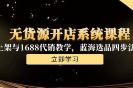 无货源开店系统课程，手动上架与1688代销教学，蓝海选品四步法实战