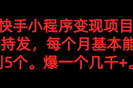 抖音快手小程序变现项目，每天坚持发，爆一个都是几千+，每个月能爆3到5个。