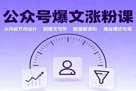 公众号爆文涨粉课：从内容方向设计到爆文写作，数据解读和商业模式布局
