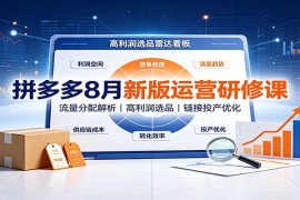 拼多多8月新版运营研修课：流量分配解析，高利润选品，链接投产优化