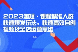 淘短课程精准人群快速爆发玩法，快速高效自创视频及全店运营思维