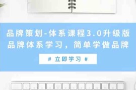 品牌策划体系课程3.0升级版，品牌体系学习，简单学做品牌