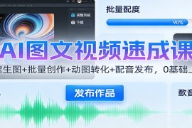 AI图文视频速成课：一键生图+批量创作+动图转化+配音发布，0基础上手