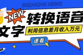 利用信息差操作文字转语音赚钱项目，零成本零门槛轻松月收入10000+【视频+软件】