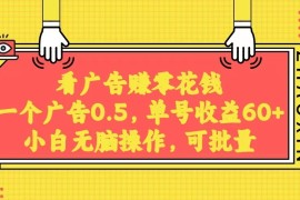 无脑看广告获取收益，一条广告0.5，日稳定60-100+，可批量放大，超级稳定