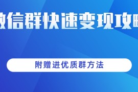 做项目增收入必备：微信群快速变现实操攻略，附赠进优质群方法