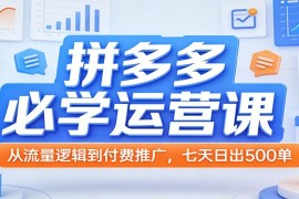拼多多必学运营课：从流量逻辑到付费推广，七天日出500单