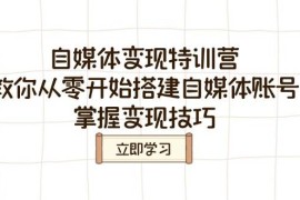 自媒体变现特训营，教你从零开始搭建自媒体账号，掌握变现技巧